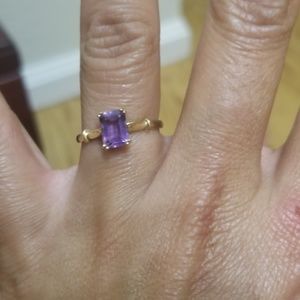 14k Emerald cut Amethyst Ring